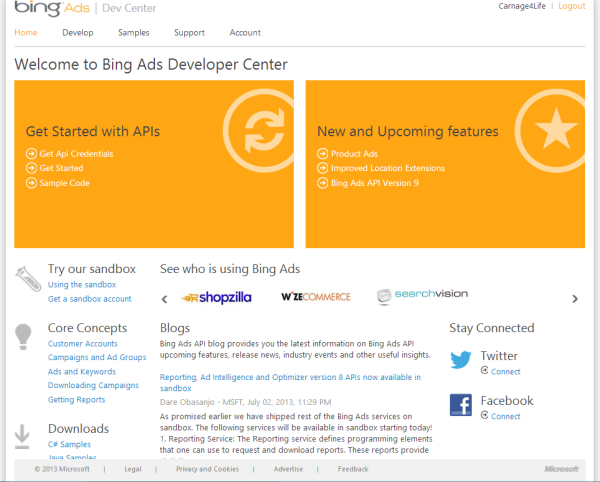 bing ads developer center