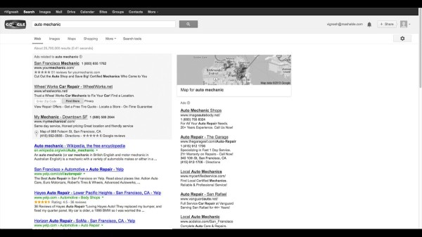 mashable organic search result test