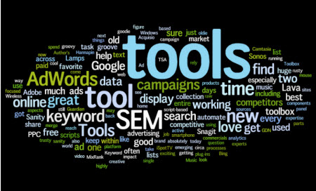 This Wordle word picture shows that article is about Tools, SEM, AdWords and, of course, love.