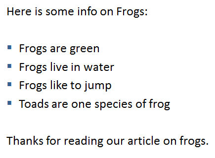 Frog Search Result Page One