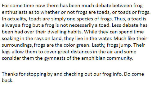 Frog Search Result Page Three