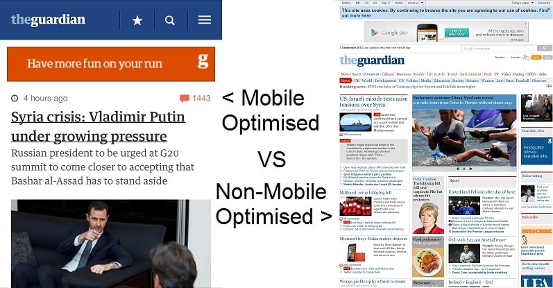 Mobile Advertising on Optimised vs Non-Optimised Site