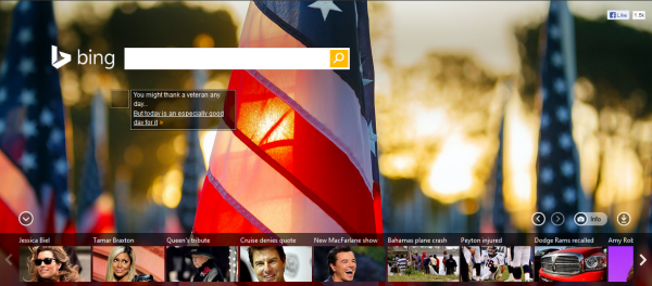 Bing Veterans Day page