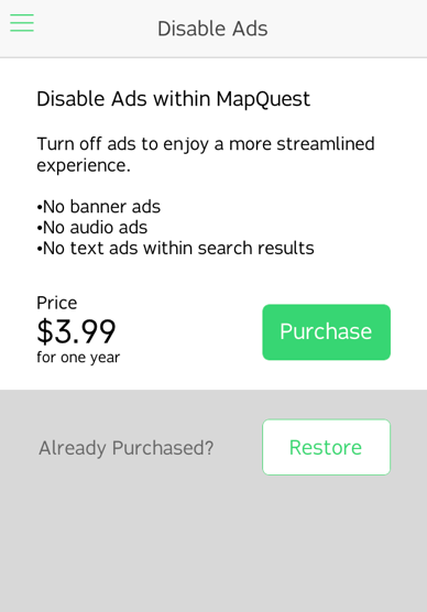 Disable ads on mapquest