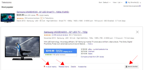 google shopping detail results small