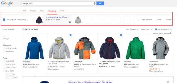 google shopping shortlist