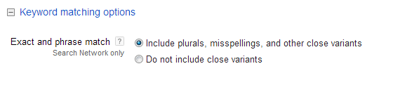 adwords keyword matching