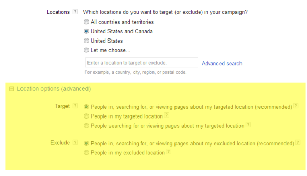 adwords location options