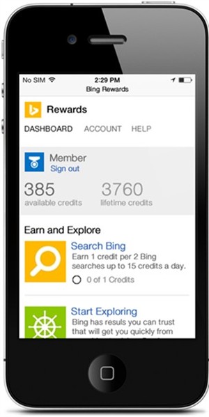 Bing Rewards on mobile