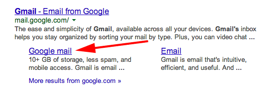 google-gmail-sitelink-issue