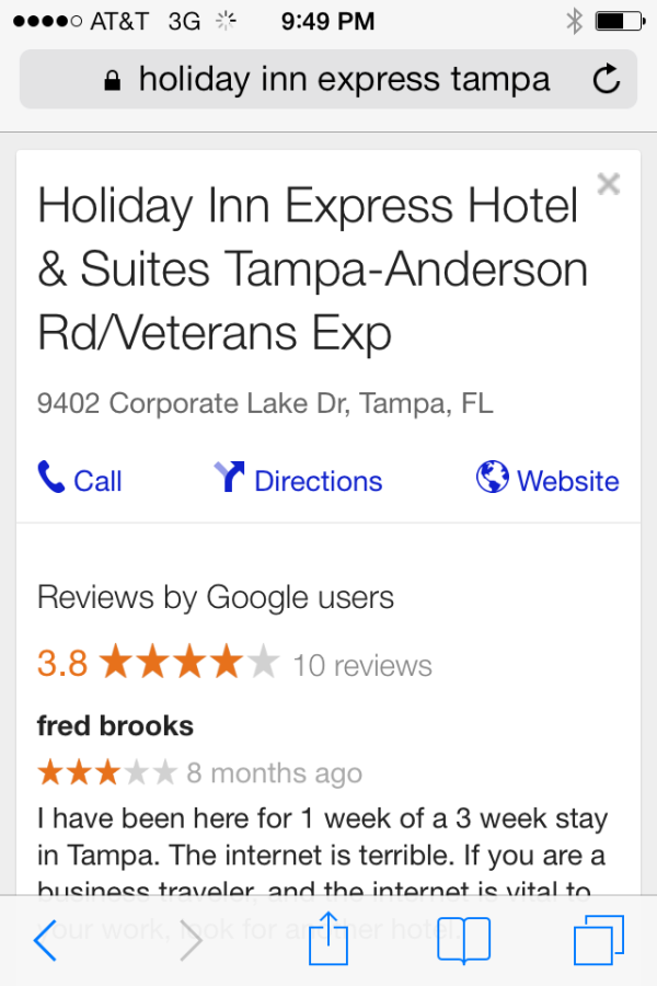 mobile serps holiday inn