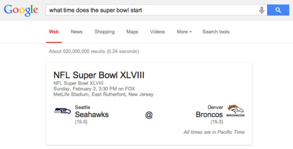 What Time Does the 2011 Super Bowl Start? A (Continuing) Lesson in Search  Visibility