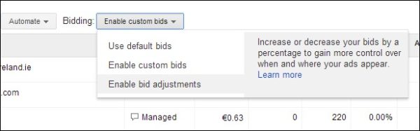 How to change bid adjustments for your targeting methods