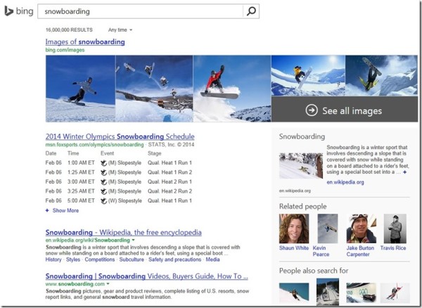 Bing Olympics search 2014