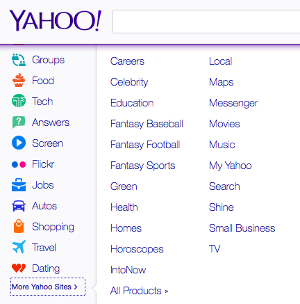 Yahoo verticals