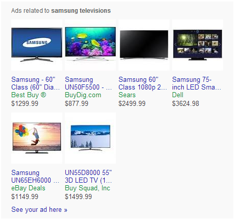 Bing Product Ads in the SERP