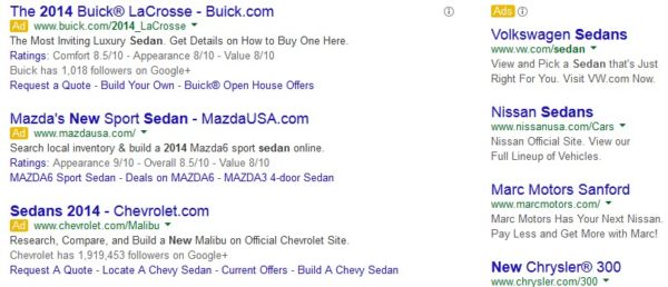 Car ads on Adwords