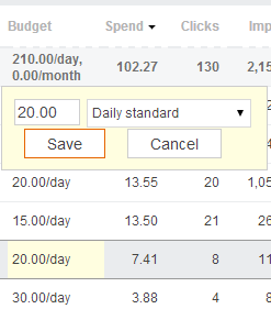 budgets in Bing adcenter