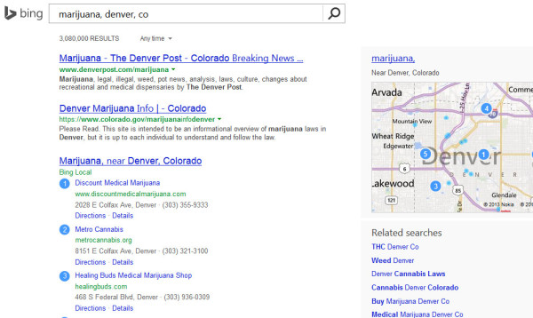 Marijuana Searches on Bing