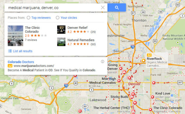 Medical Marijuana in Google Maps Search 