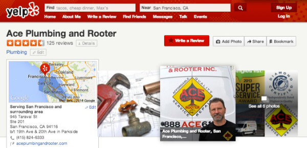 Nicely branded Yelp profile