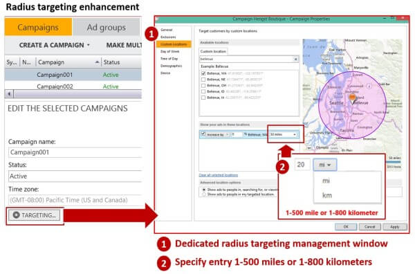 Bing Ads Editor Radius Targeting