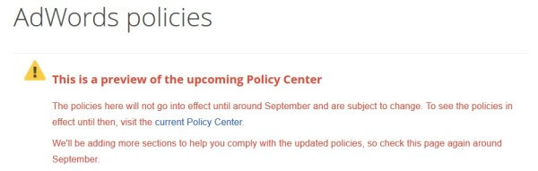  AdWords Policy Center update