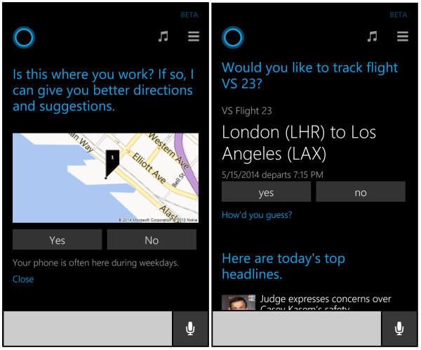 cortana tracking