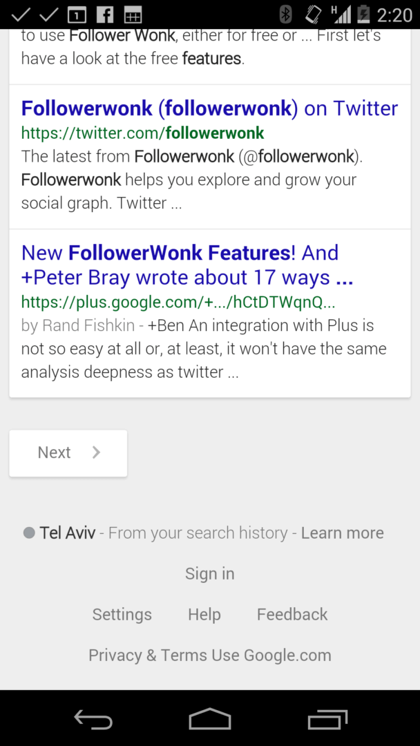 followerwonk features google plus mobile