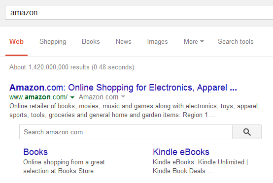 Google new search box Amazon