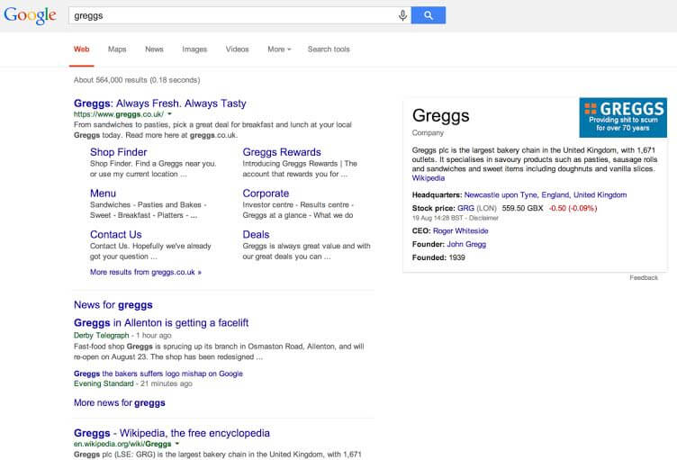 Greggs Bakery search