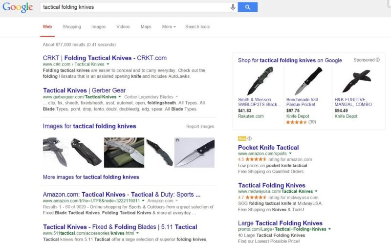 Google AdWords policy tactical folding knives allowed