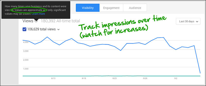 Google My Business Insights - monthly impressions