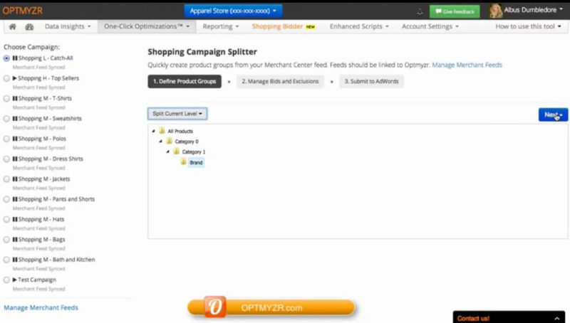 Optmyzr google shopping campaigns splitter