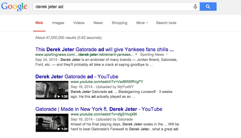 Derek Jeter Ad SERP