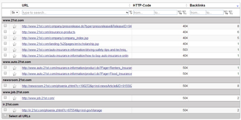 Figure 3. Finding broken page on any domain [CLICK TO ENLARGE]