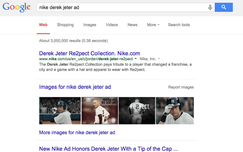 Nike Derek Jeter Ad SERP