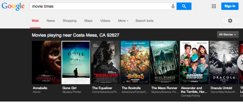 google movie times