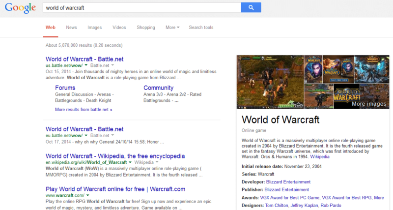 Video Games Added To Google's Knowledge Graph