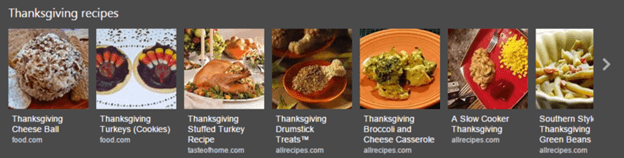 Bing thanksgiving day recipe carousel