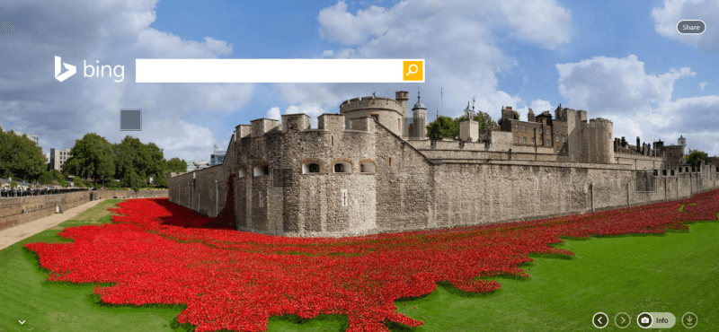 Bing veteran's day homepage