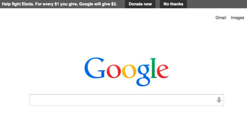 Google ebola donation request