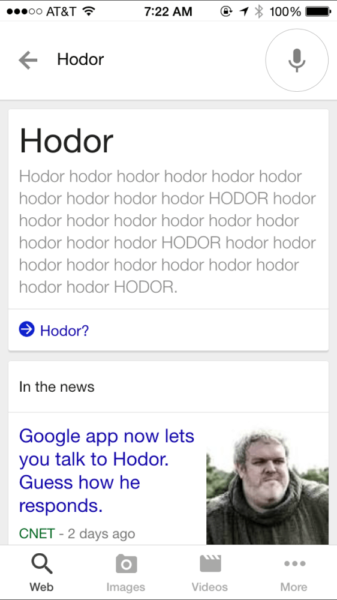 Google search Hodor Easter Egg