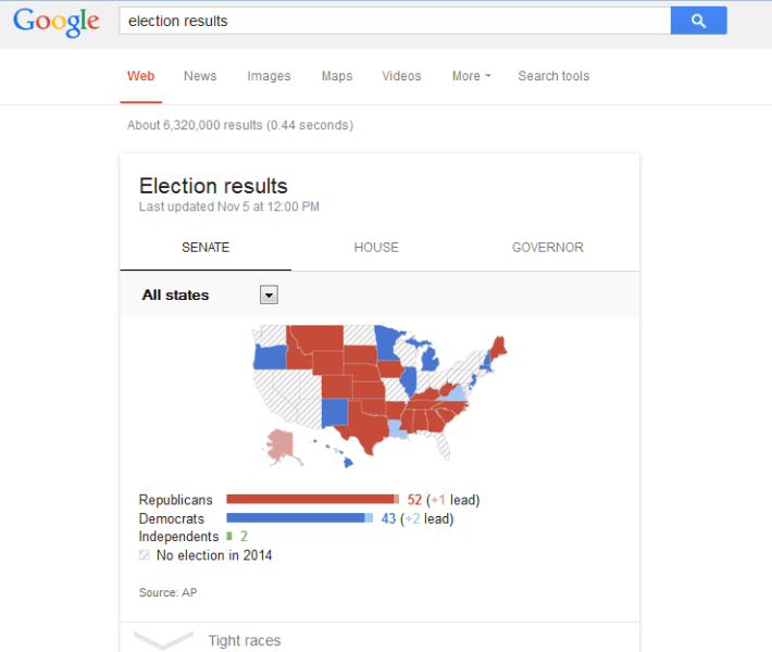 Google.com election results