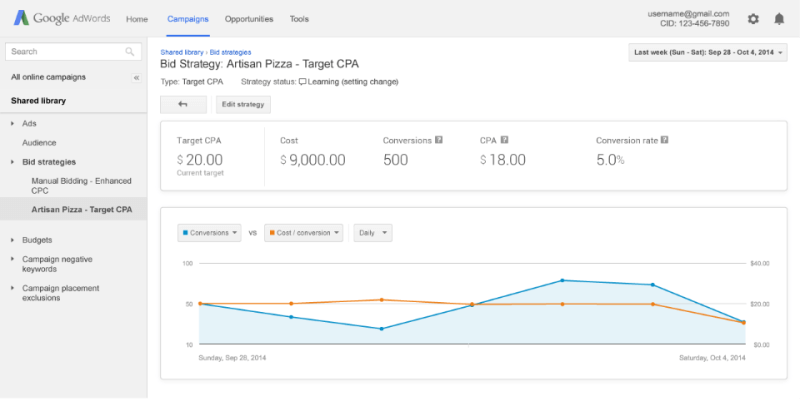 Google AdWords better flexible bidding strategy reports