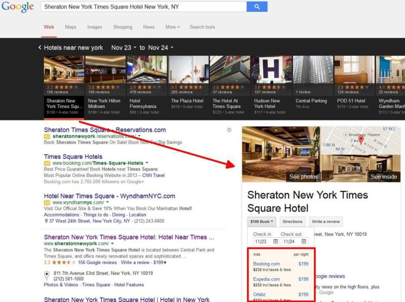 Google local hotel booking ads 