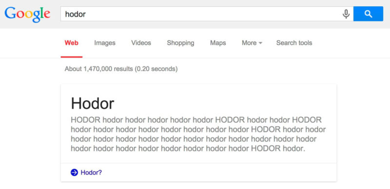 hodor on google