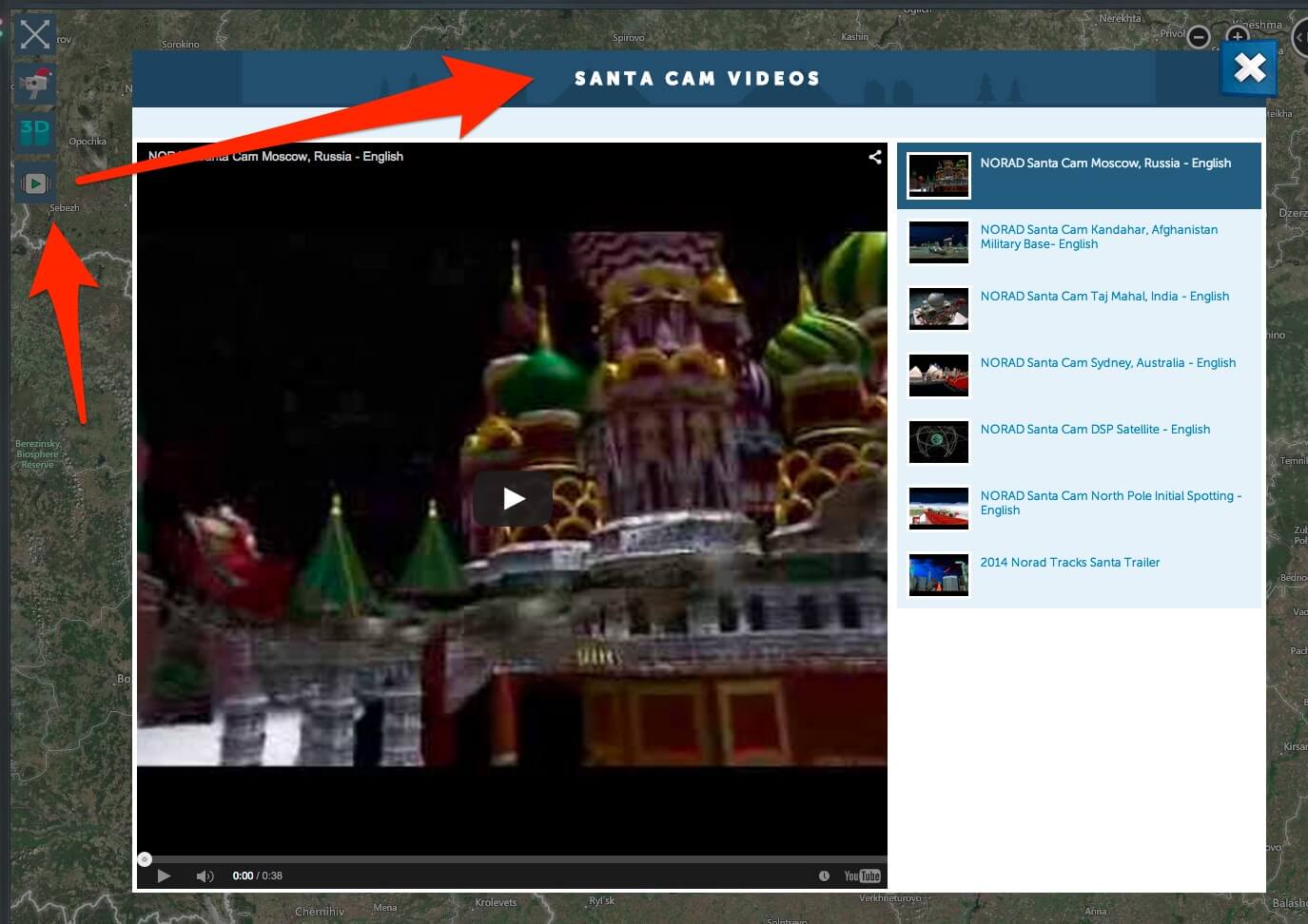 NORAD Santa Cam videos