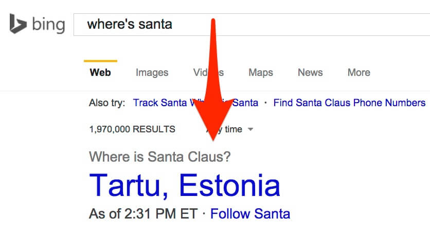 Bing Santa Tracking 2014