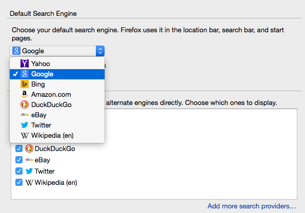 Firefox default search